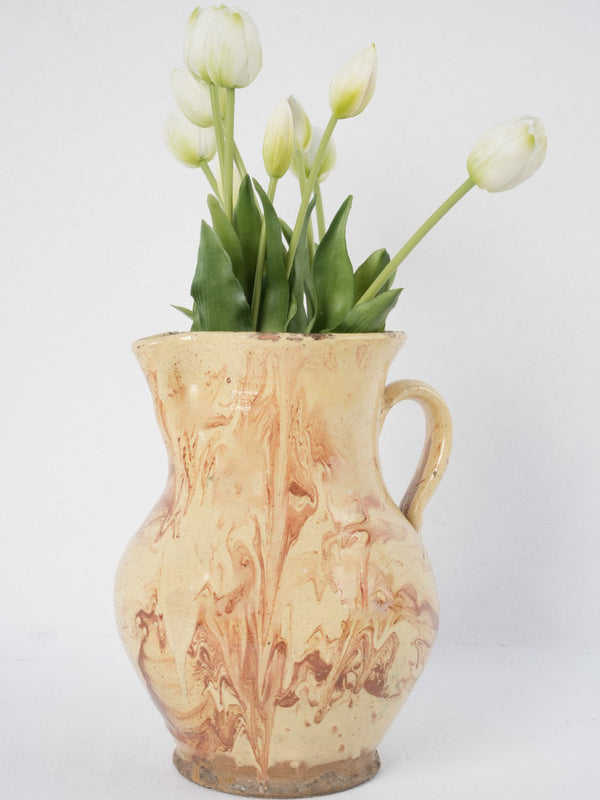 Vintage large jaspé glaze pitcher