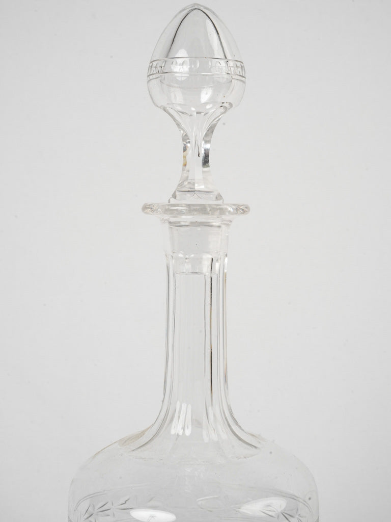 Finely engraved glassware decanter