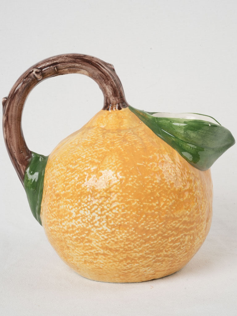 Whimsical lemon-shaped ceramic pitcher