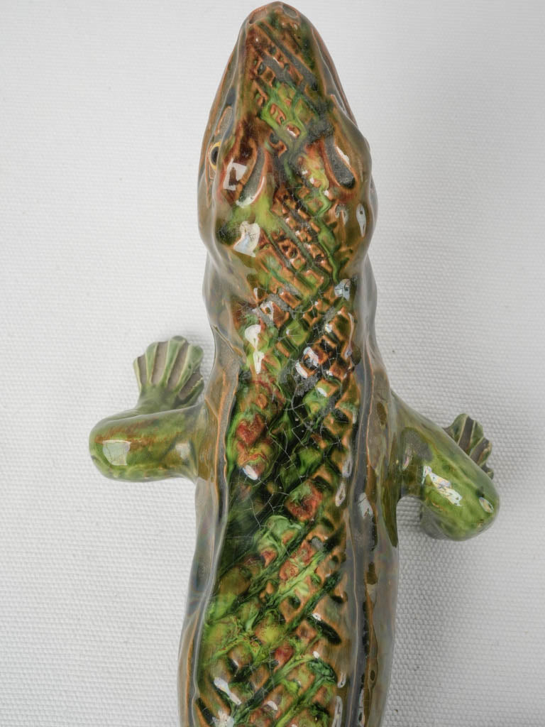 Curious lifelike glaze terracotta lizard