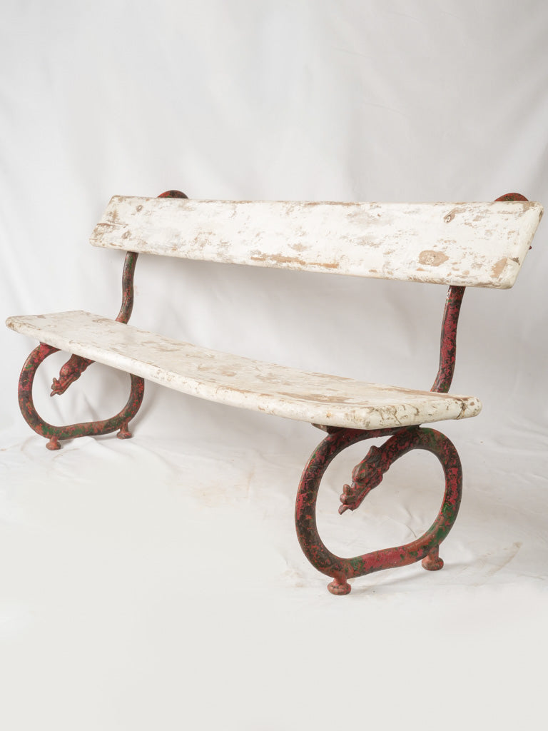 Antique Nordic Dragon Cast Iron Bench