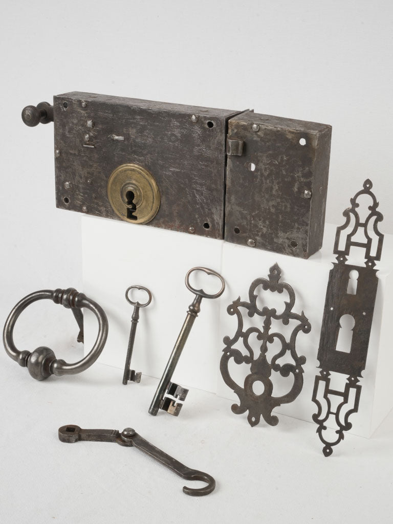 Antique French iron door lock  