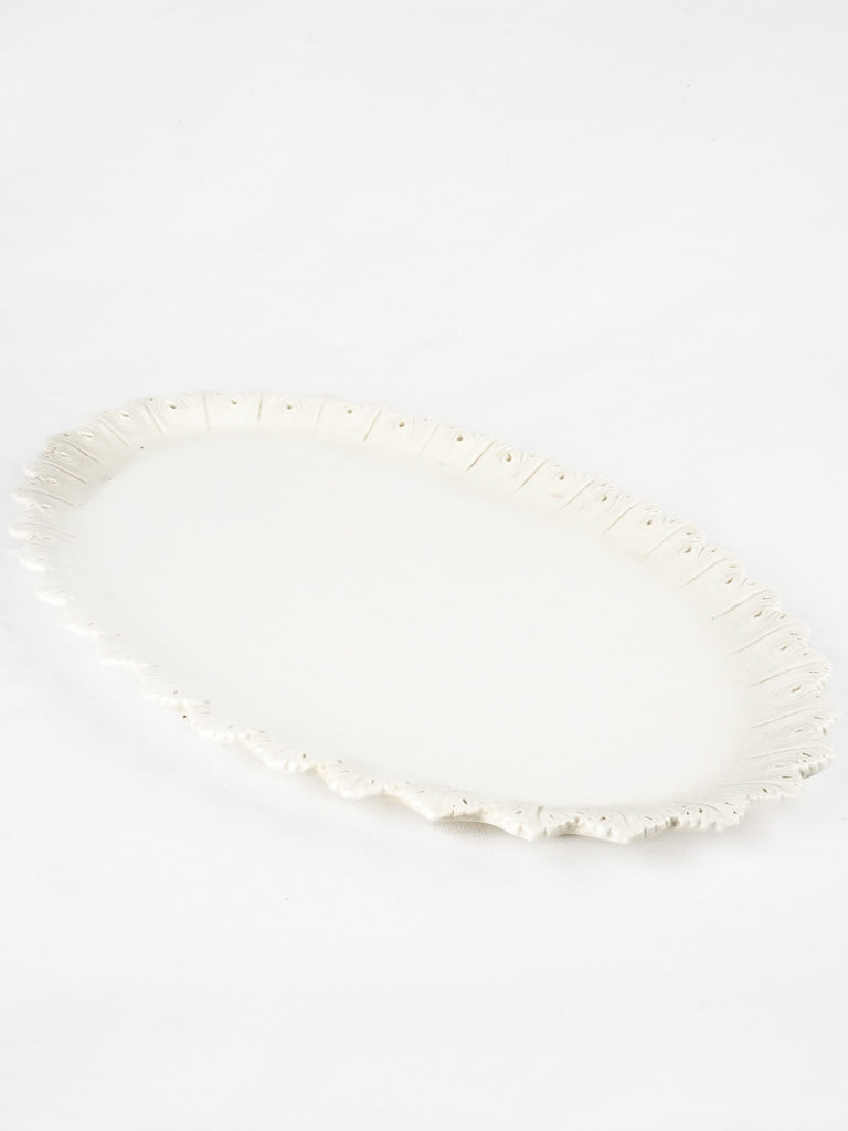 Large white oval platter w/ foliage border 22¾" x 13¾"