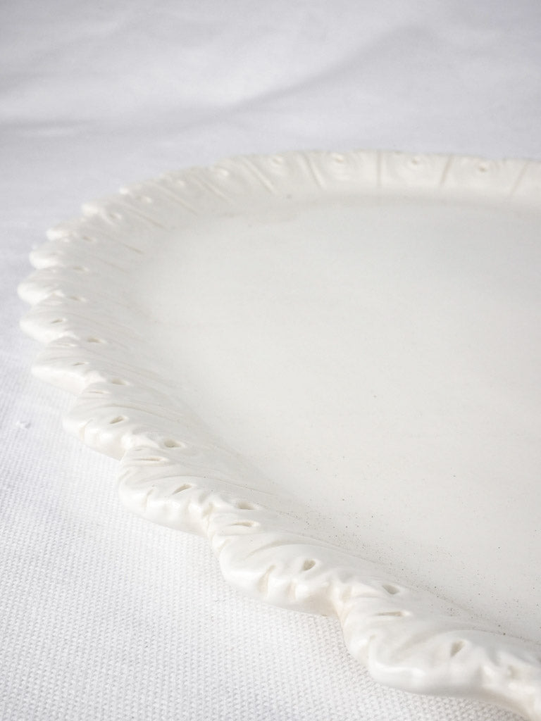 Large white oval platter w/ foliage border 22¾" x 13¾"