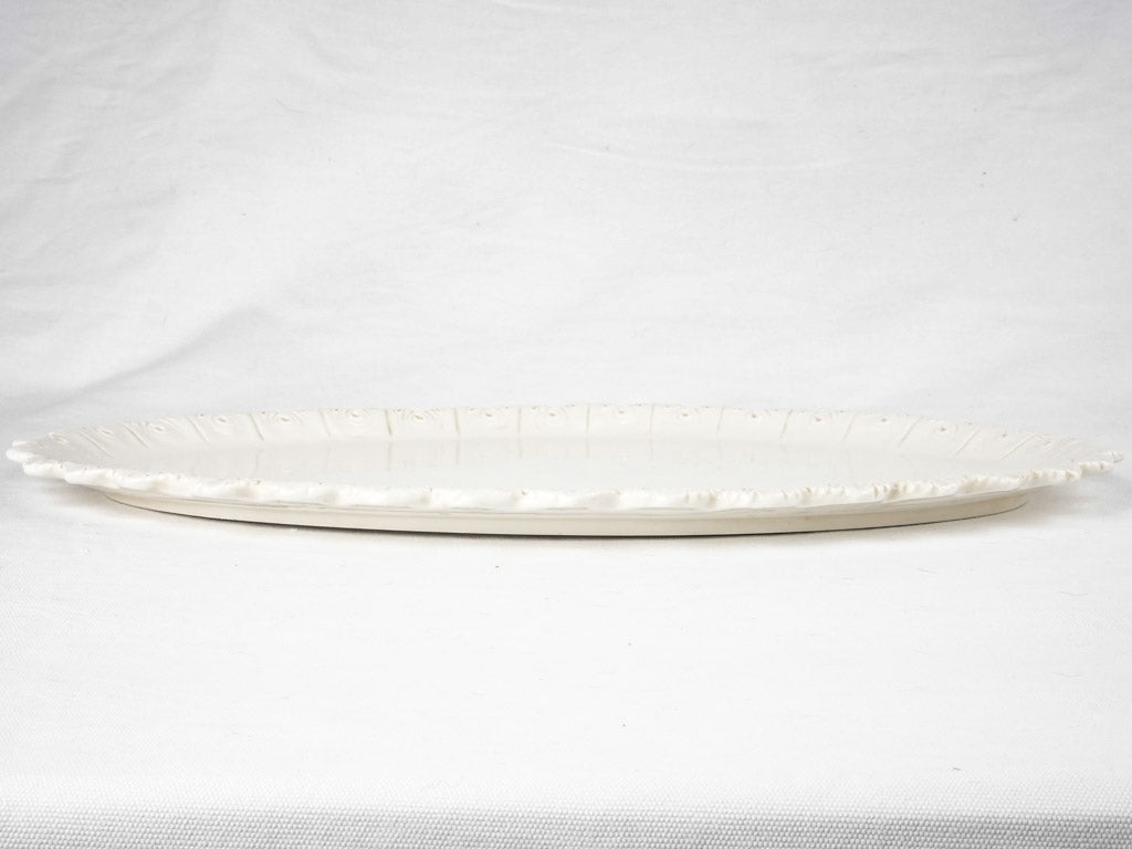 Large white oval platter w/ foliage border 22¾" x 13¾"