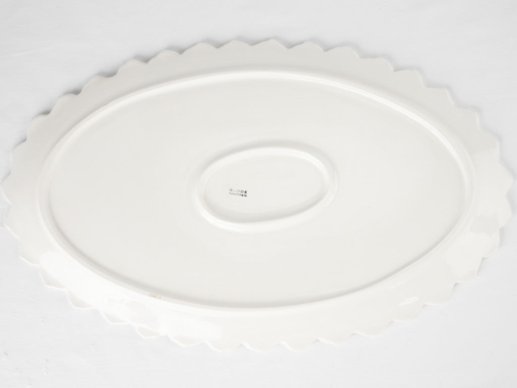 Large white oval platter w/ foliage border 22¾" x 13¾"