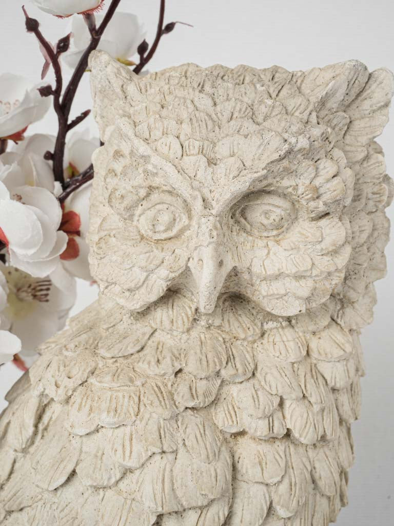 Heavy powdered stone owl statue