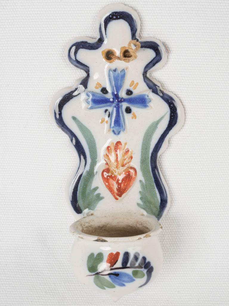 Antique French faience bénitier