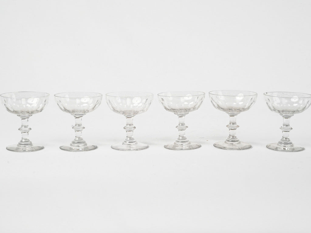 Refined Vintage Crystal Champagne Glasses 