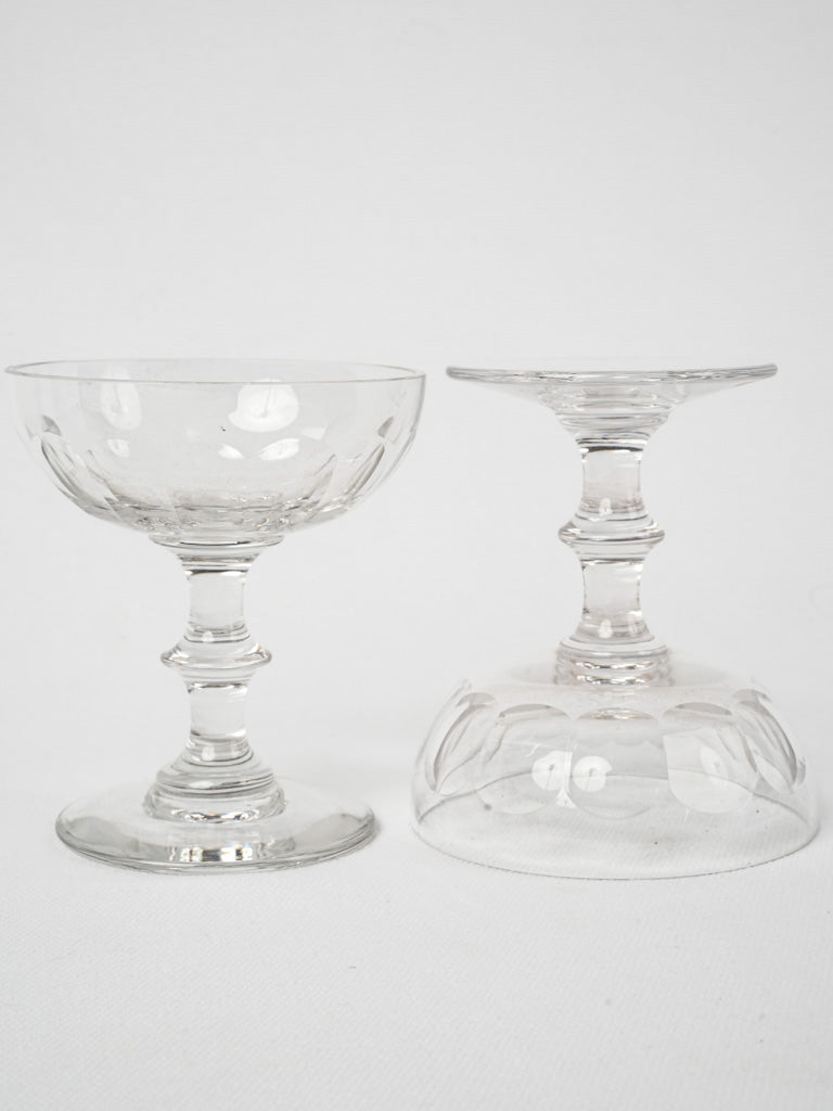 Delicate Aged Crystal Champagne Goblets 