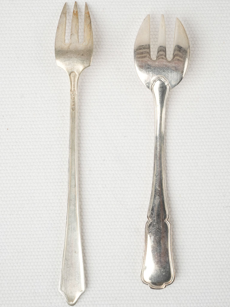 Ornate, silver, French oyster forks