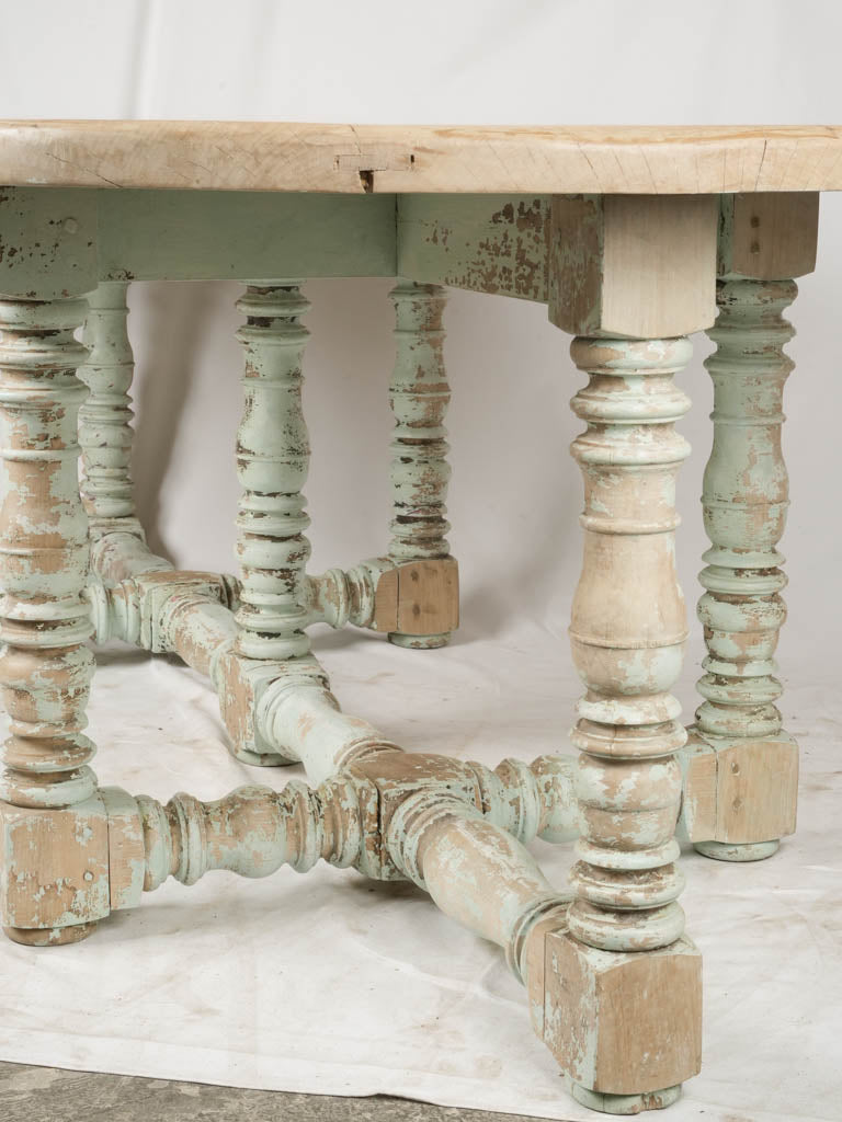 Distressed weathered mint green oak table