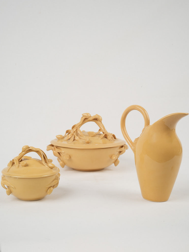 Vintage yellow-glazed ceramic pitcher