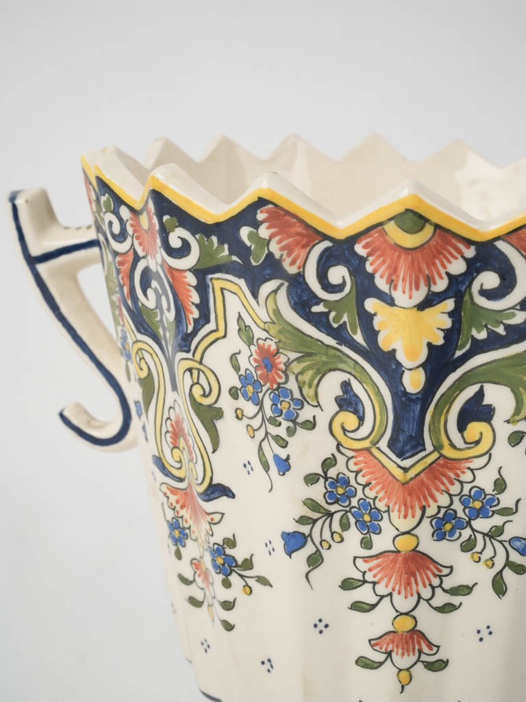 Ornate faience flower pot