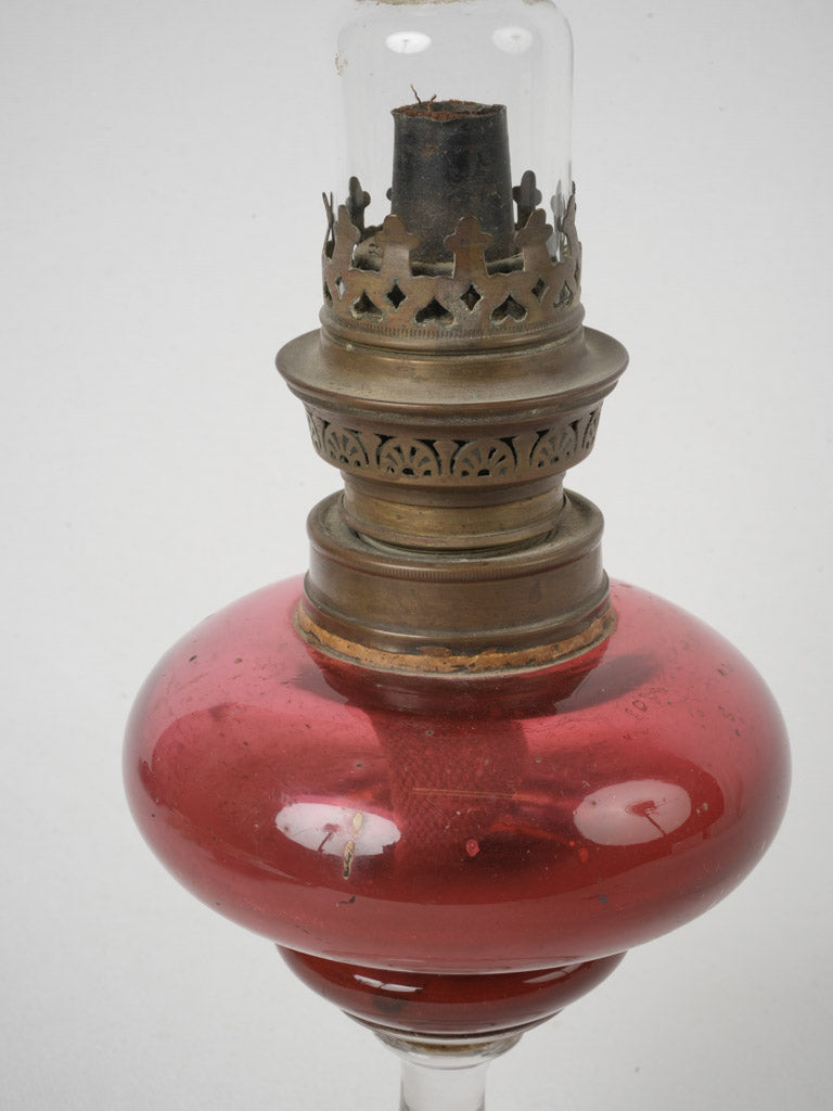 Prized pink glass oil lamp  