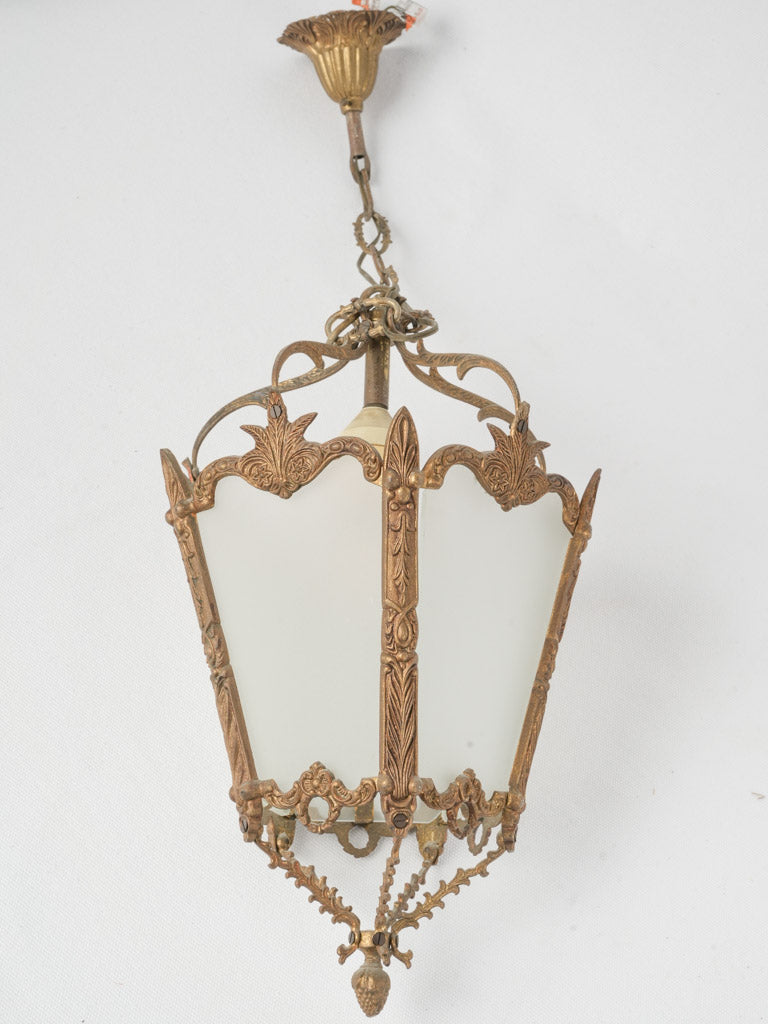 Early 20th-century lantern light fitting w/ opaque glass – Chez Pluie