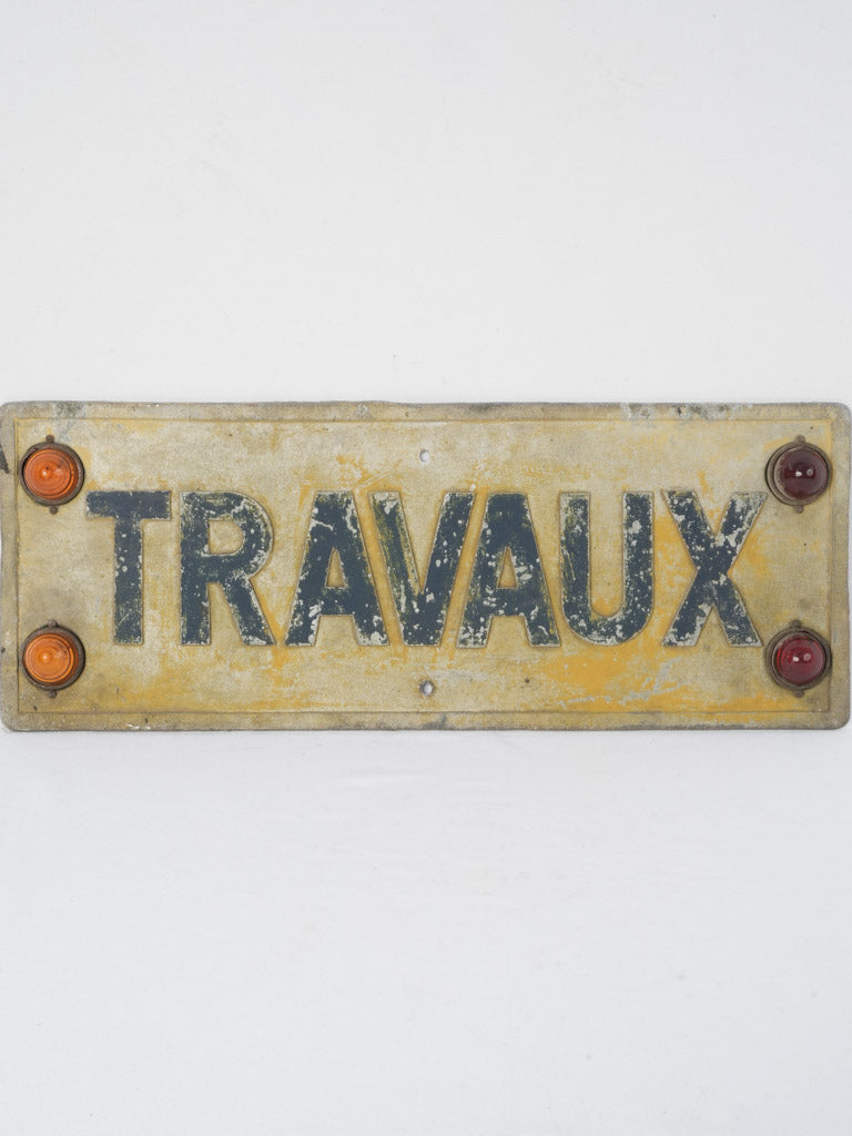 Vintage "Travaux" roadworks sign