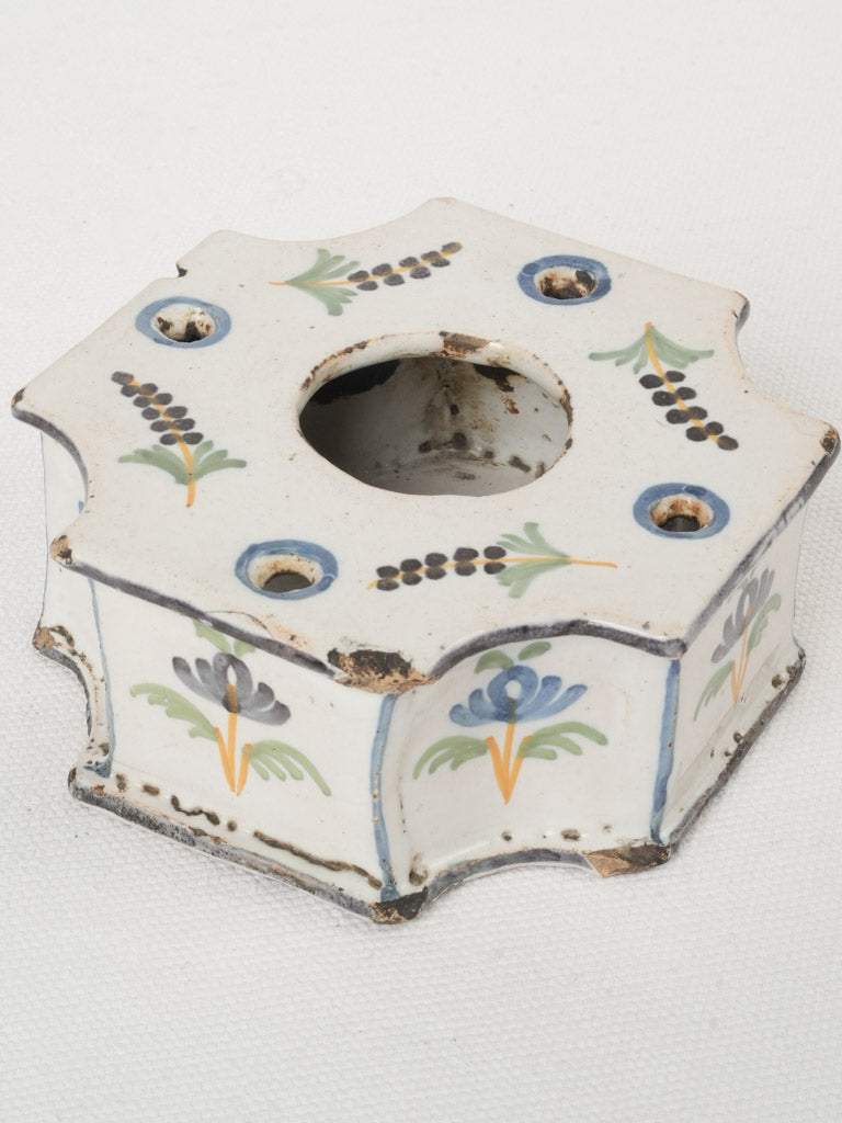 Antique French faience inkwell