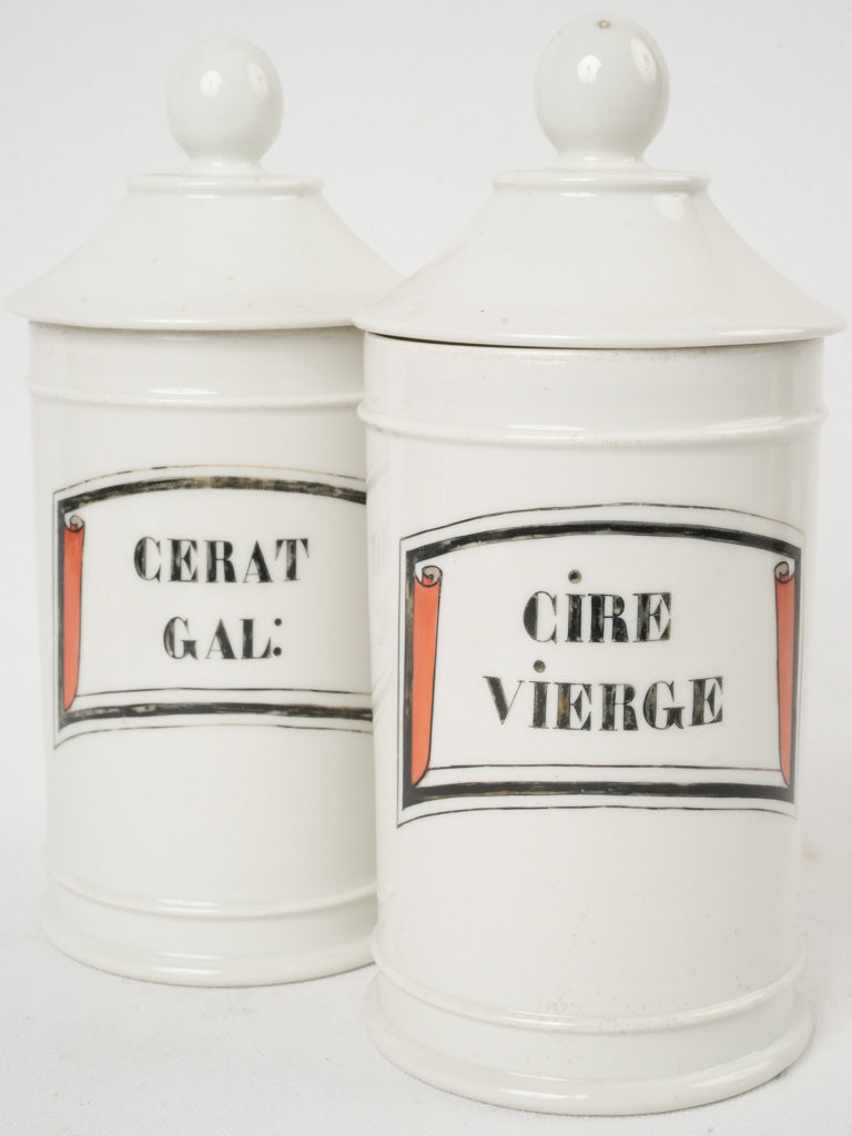 Vintage white porcelain apothecary jars