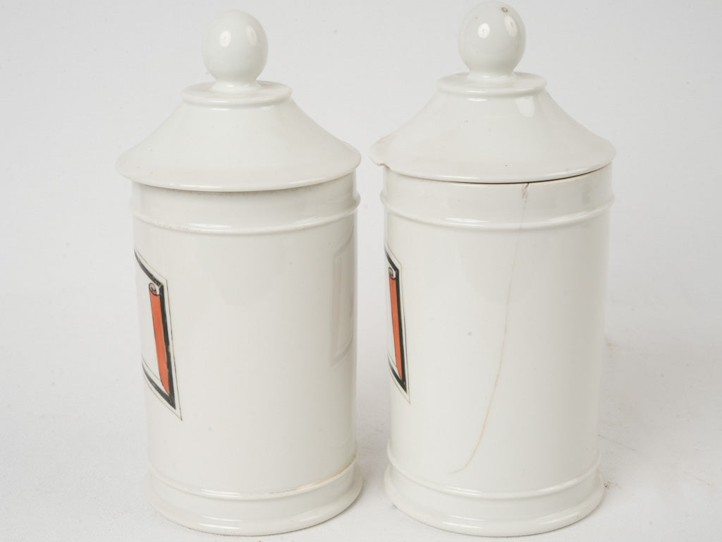 Elegant black-letter apothecary containers