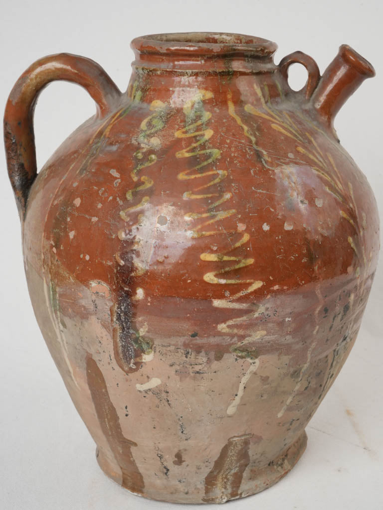 Timeworn glazed French jug  