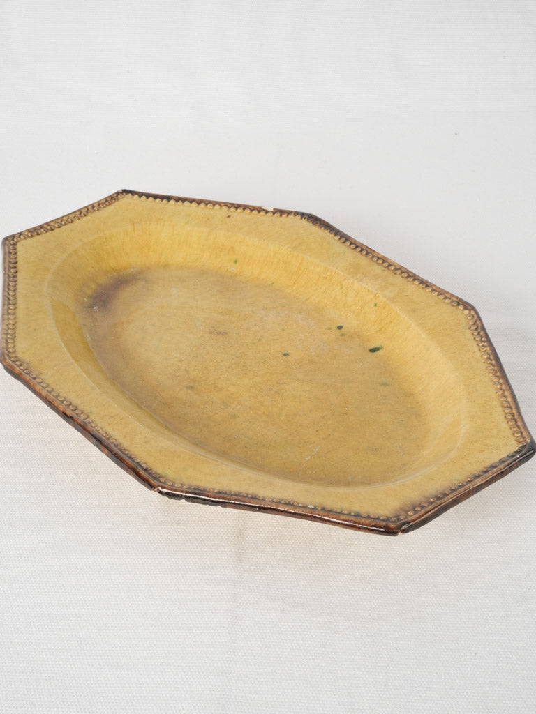 Artisanal ochre-glazed lidded tureen