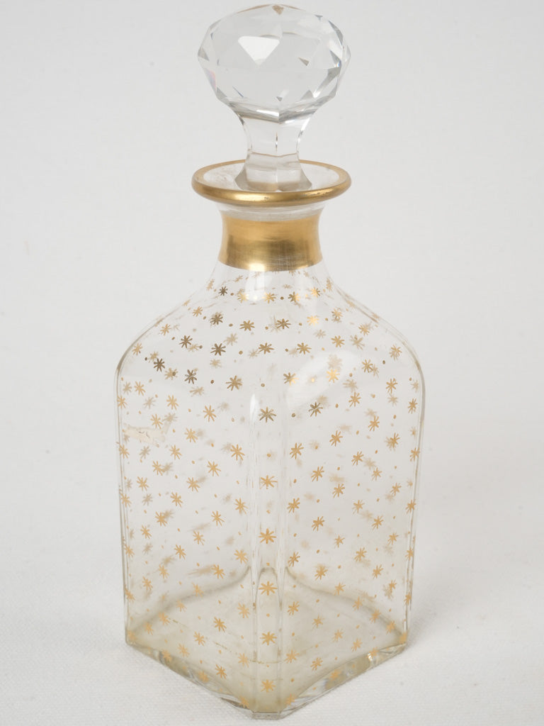 Elegant vintage gilded glass carafe  