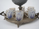 Vintage French Blue Floral Glass Set