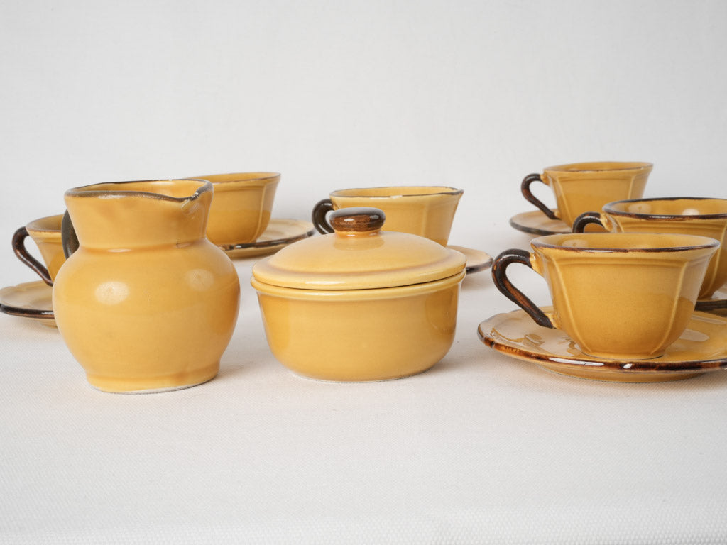 Vintage French ochre creamer pottery