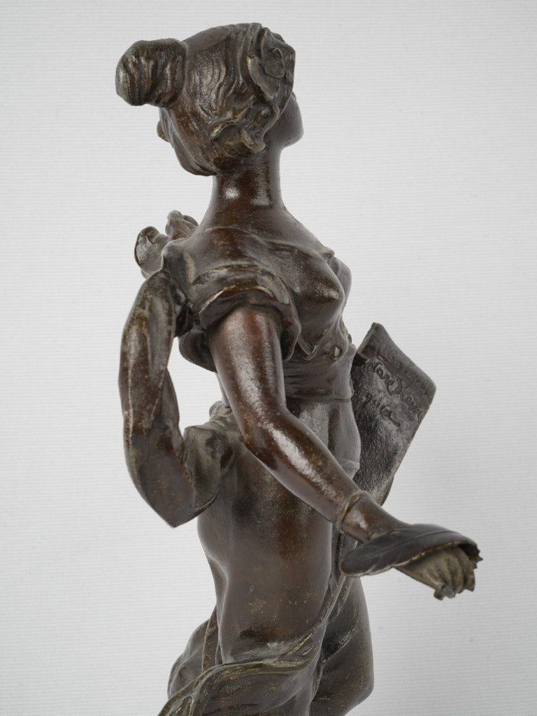 Patinated spelter ancient statuette ornament