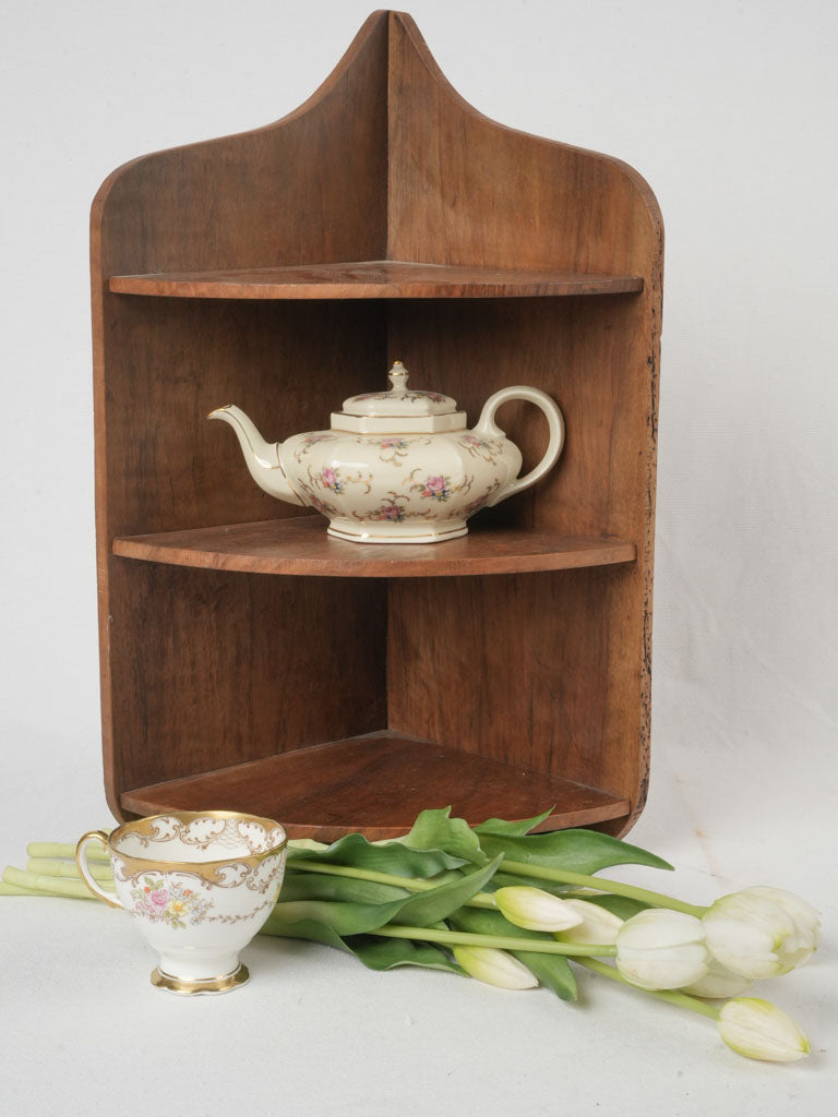 Vintage walnut corner shelf