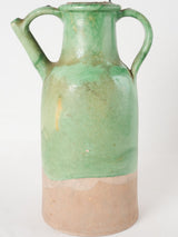 Rare tall antique French pitcher with green glaze 14½"