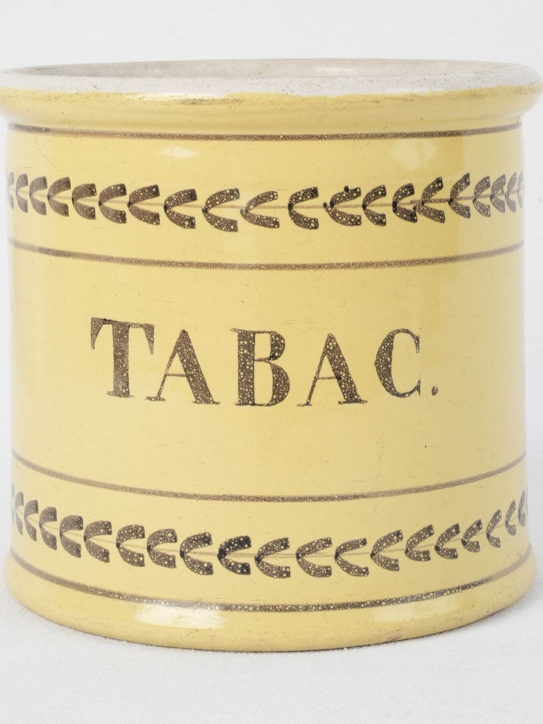 Decorative vintage yellow Tabac pot