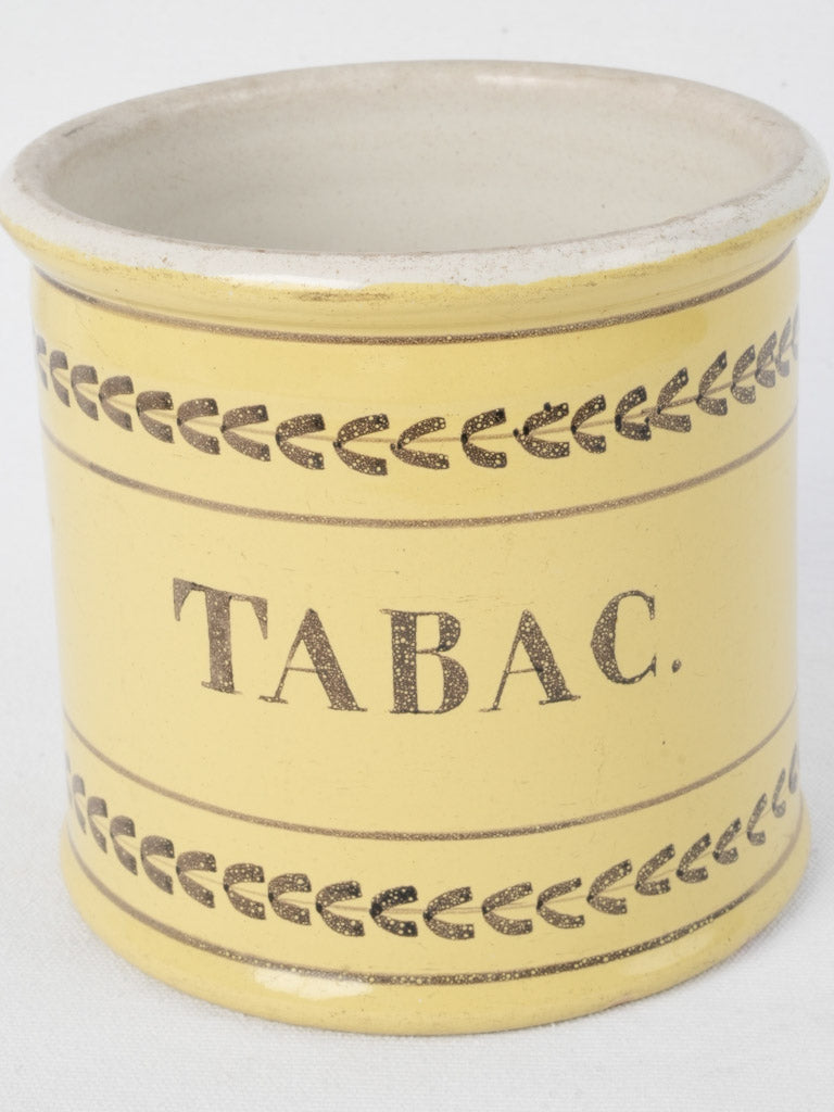 Charming yellow glazed Tabac pot