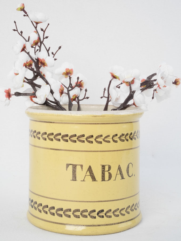 Antique French yellow Tabac pot