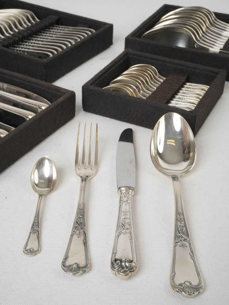 Silver-plated engraved utensils