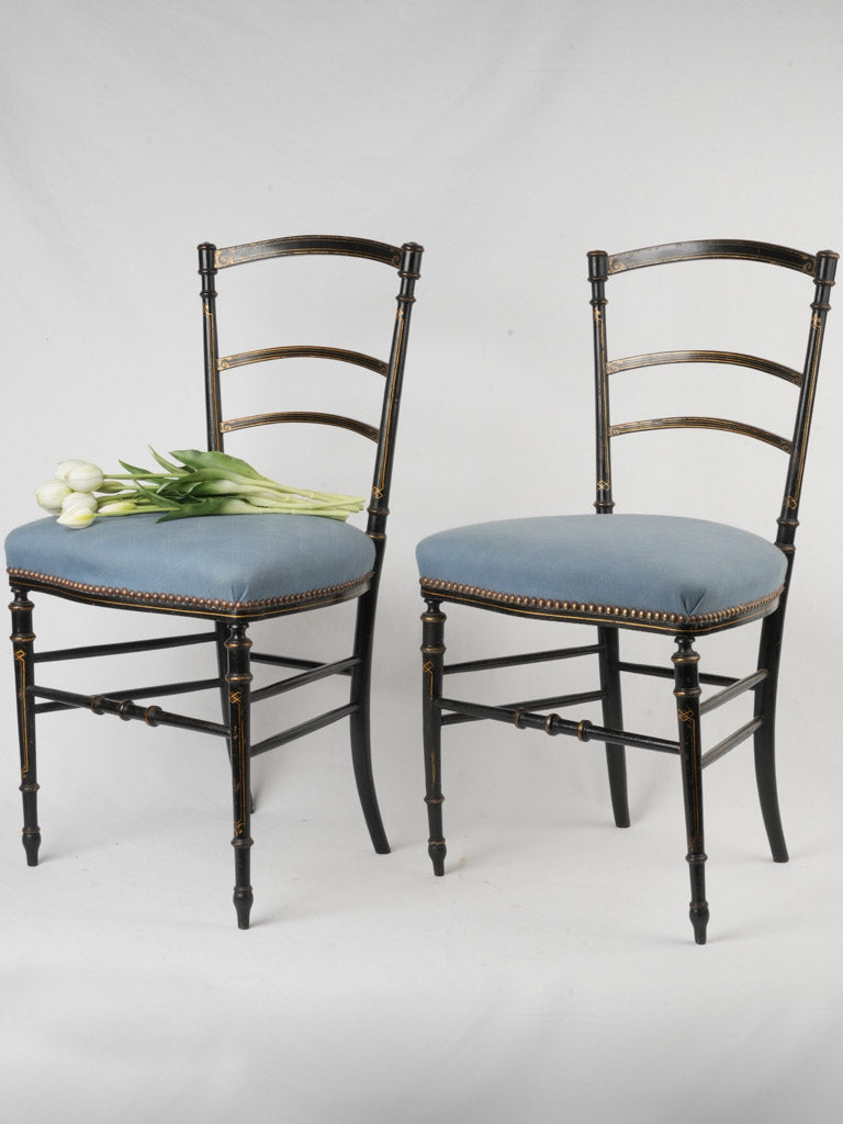 Vintage crafted seats ebonized wood