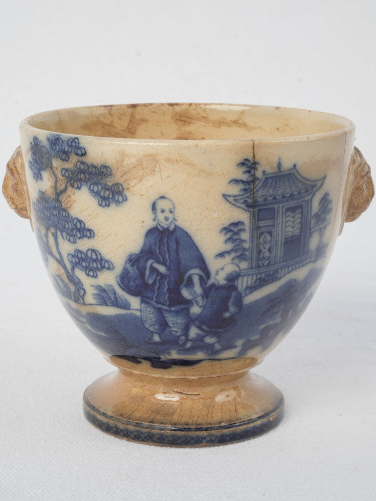 Intricate Chinoiserie Blue Sugar Bowl