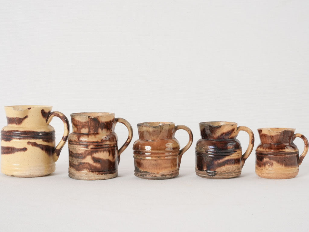 Collection of 5 little coffee / water pitchers - Dieulefit 4¼"