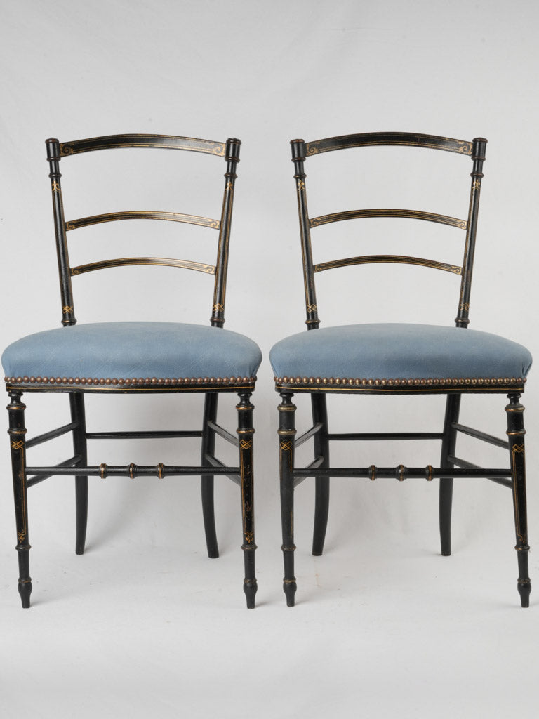 Historic gilded accents ladder-back chairs