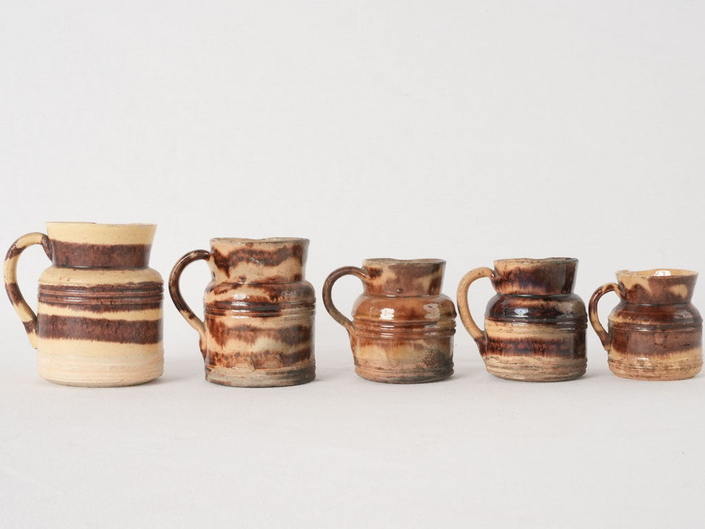 Collection of 5 little coffee / water pitchers - Dieulefit 4¼"