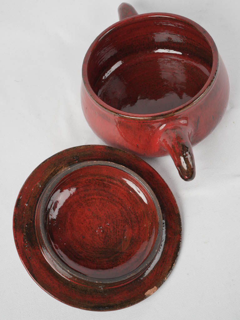 Retro French Riviera's ceramic tureen | Pair of large red ceramics - Gérard Hofmann (1917-1965) - 20½