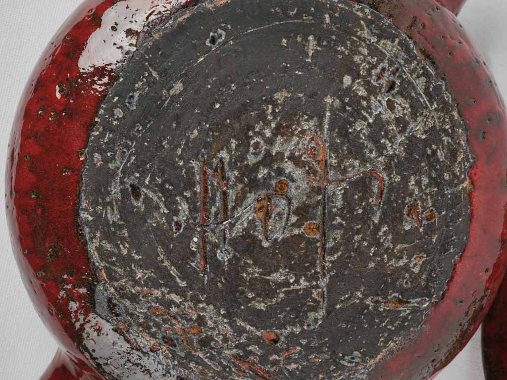 Aged artisan Vallauris ceramic pan | Pair of large red ceramics - Gérard Hofmann (1917-1965) - 20½