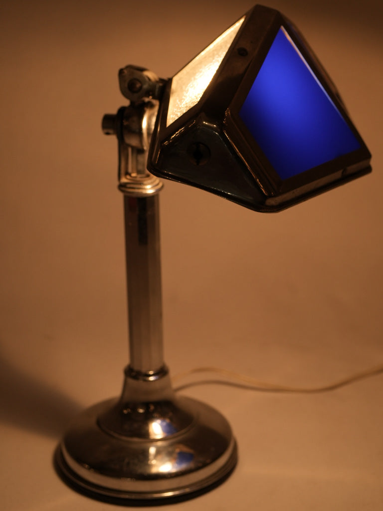 Stylish, adjustable blue glass lamp