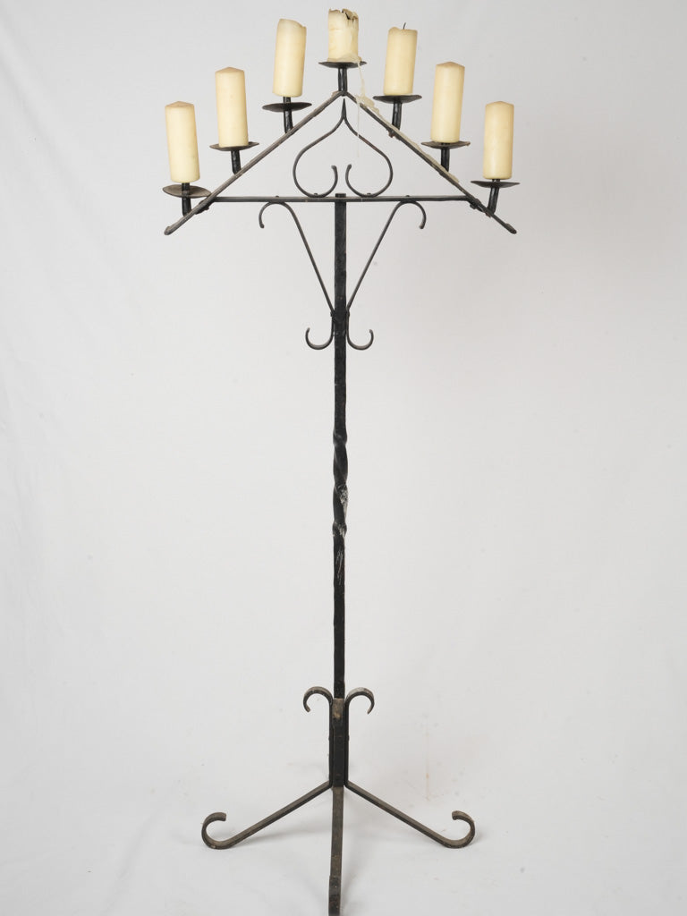 Sculptural black metal candelabrum