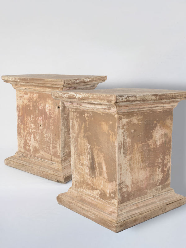 Distressed French wooden pedestals