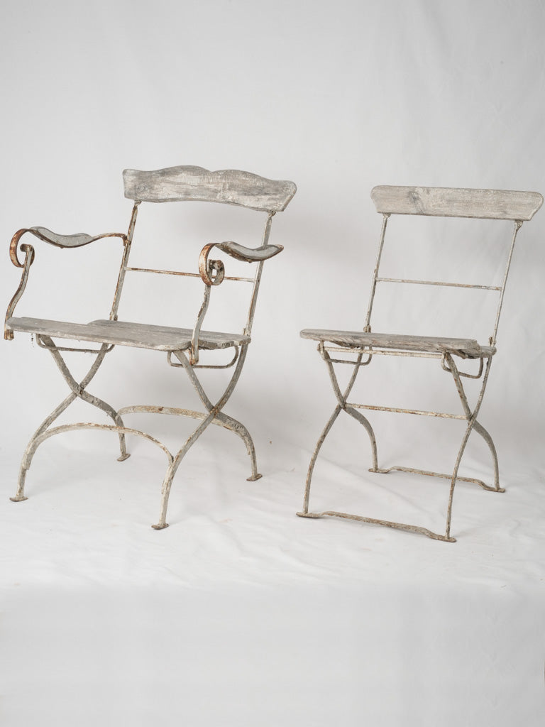 Vintage blue-grey painted wood chairs