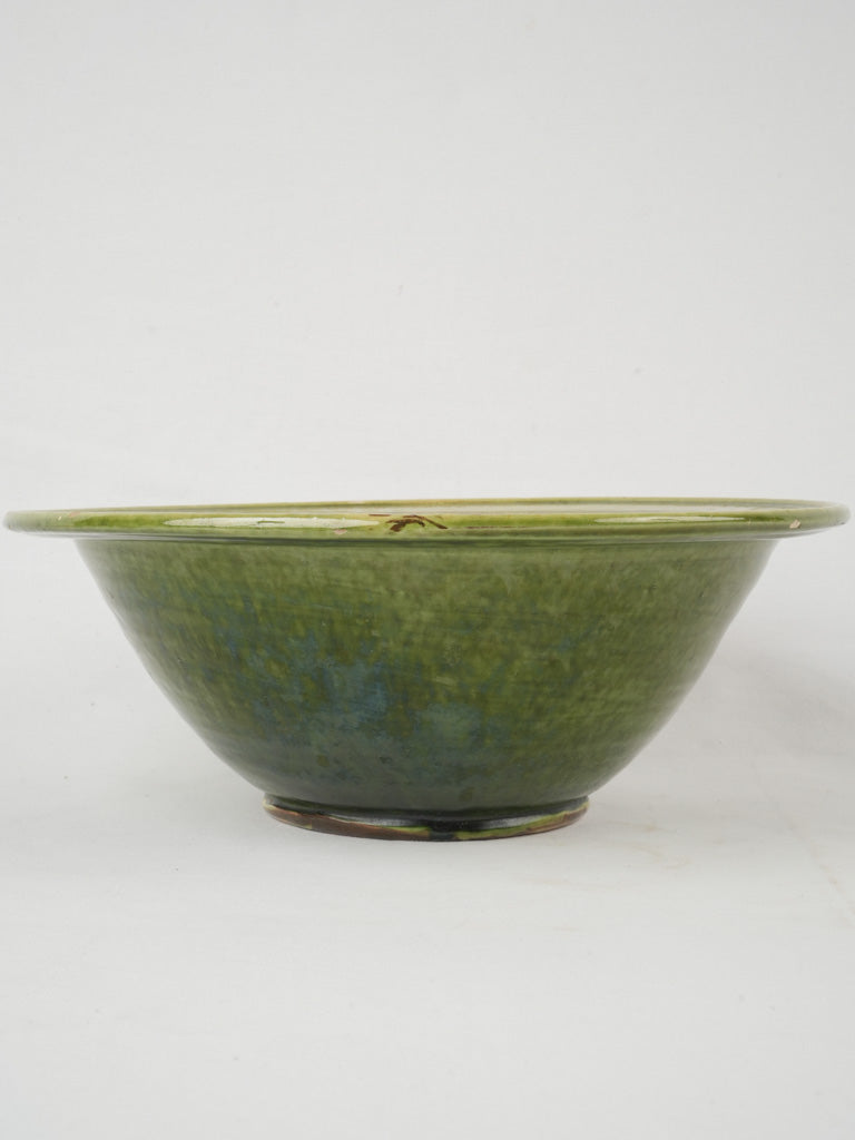 Handcrafted large green ceramic bowl