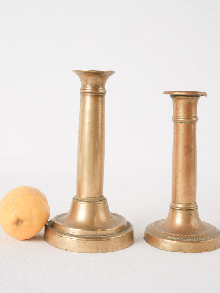 Vintage patina brass candlestick decor