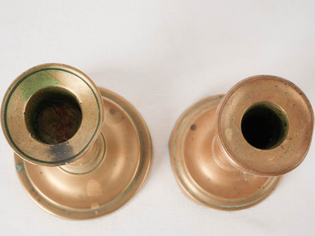 Aged finish brass candlestick ornament